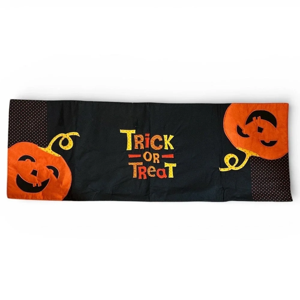 Halloween Table Runner 36 x 13 & Candy Dish Trick or Treat Pumpkin Ghost Holiday